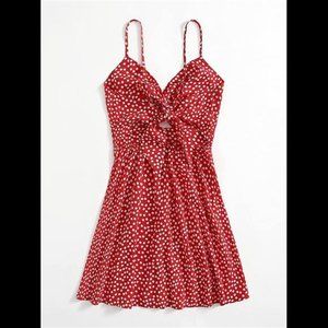 Women's Floral Print Cut Out Front Mini A Line Flared Cami Dress